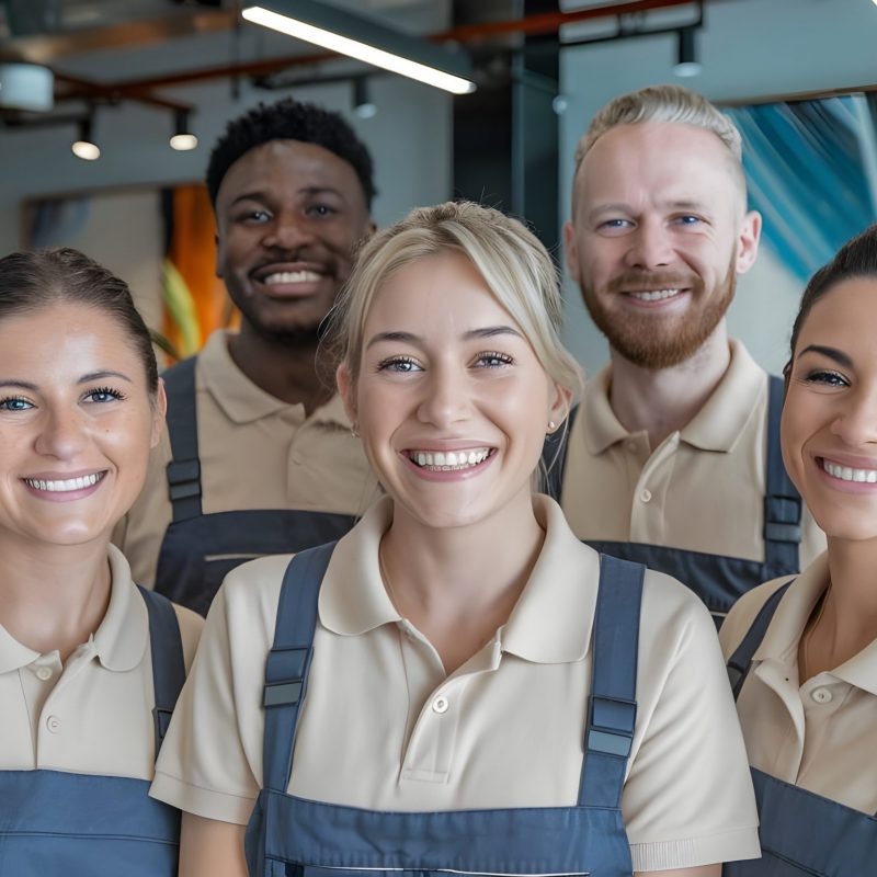 group-people-wearing-uniforms-that-say-were-all-smiling